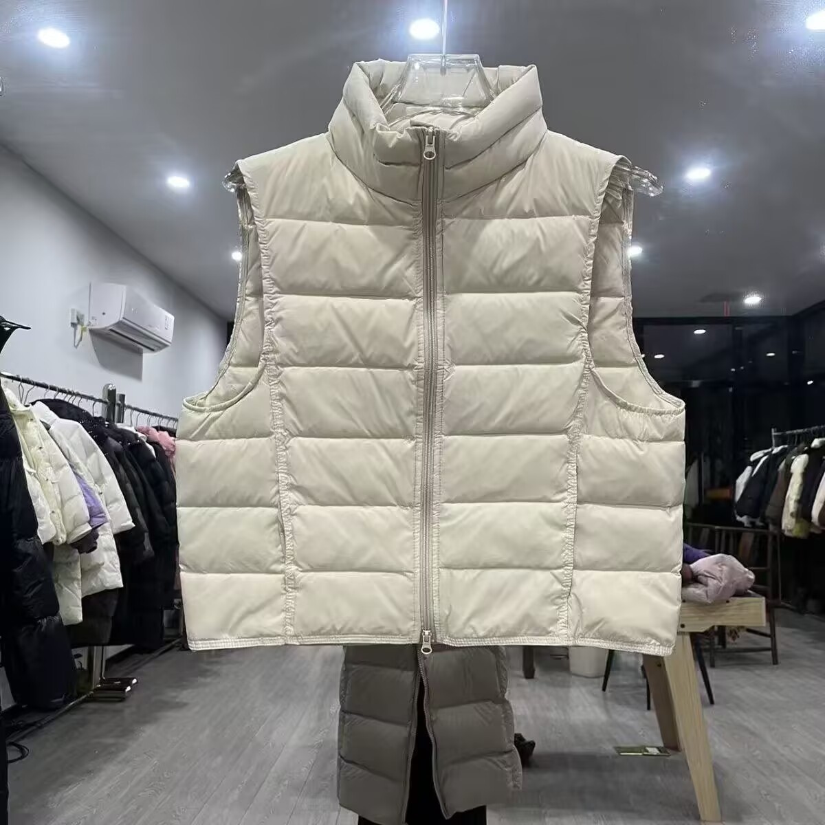 Puffer Vest Fashion Women - 2026 Autumn/Winter New Style Bone-Printed Stand