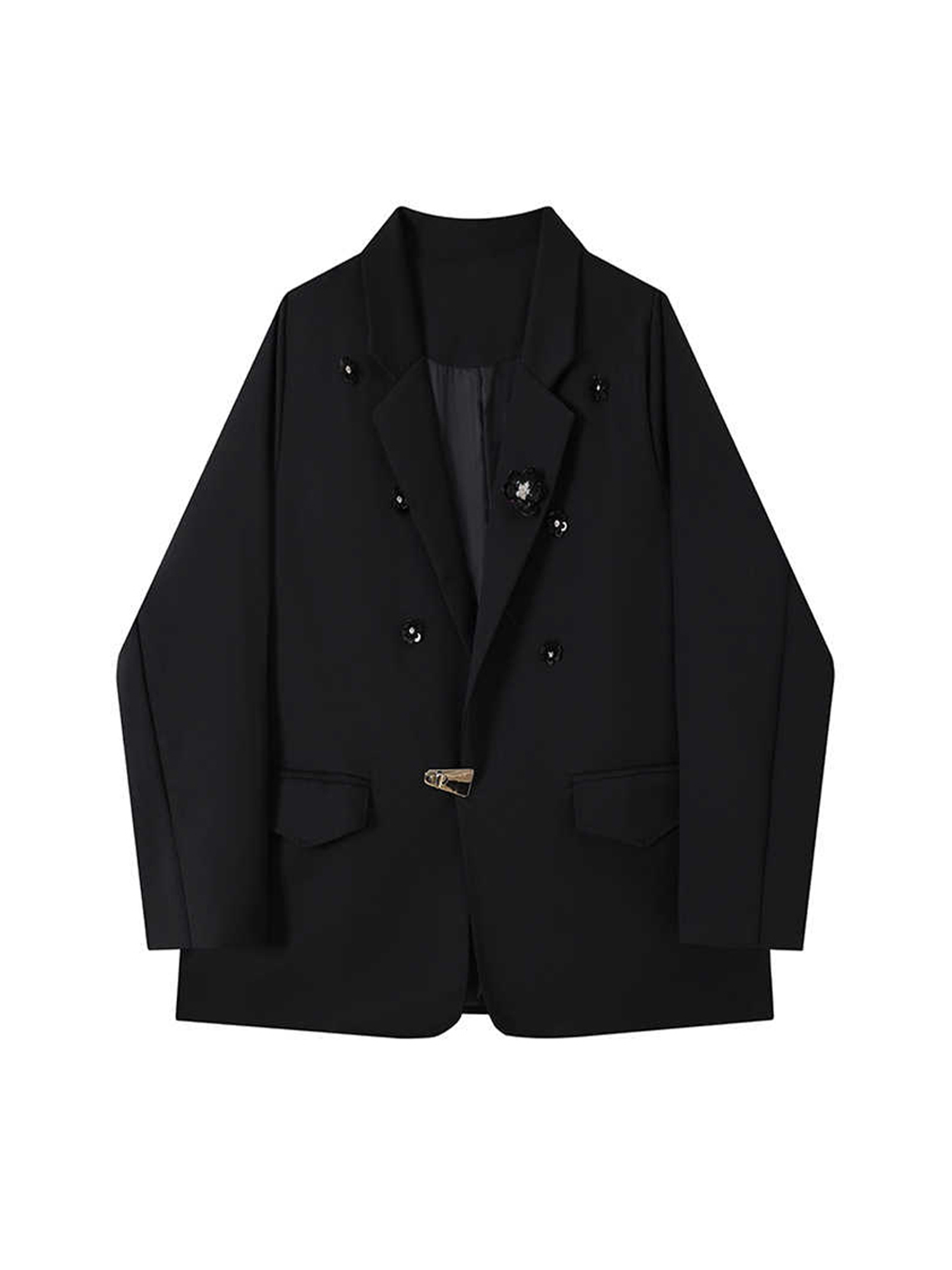 Blazer Women Oversized - Women Black Gothic 3D Floral Blazer