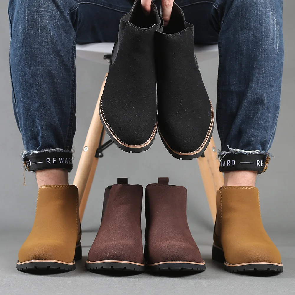 Women'S Fashion Winter 2025 - Men Ankle Boots British Style Suede