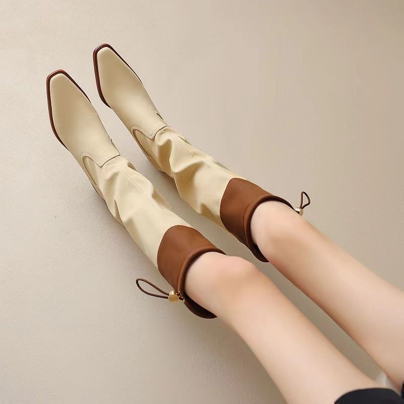 Women'S Fashion Winter 2025 - Apricot Square Toe Women's Long Boots