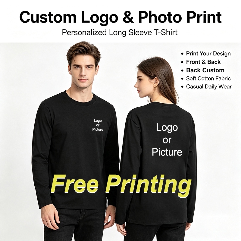 Women Fashion Styles - Customized Cotton Long Sleeve T-shirts Men