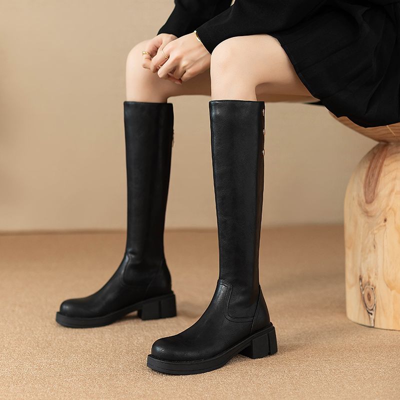 Women'S Fashion Winter 2025 - Autumn Winter Middle Heel Ladies Knee