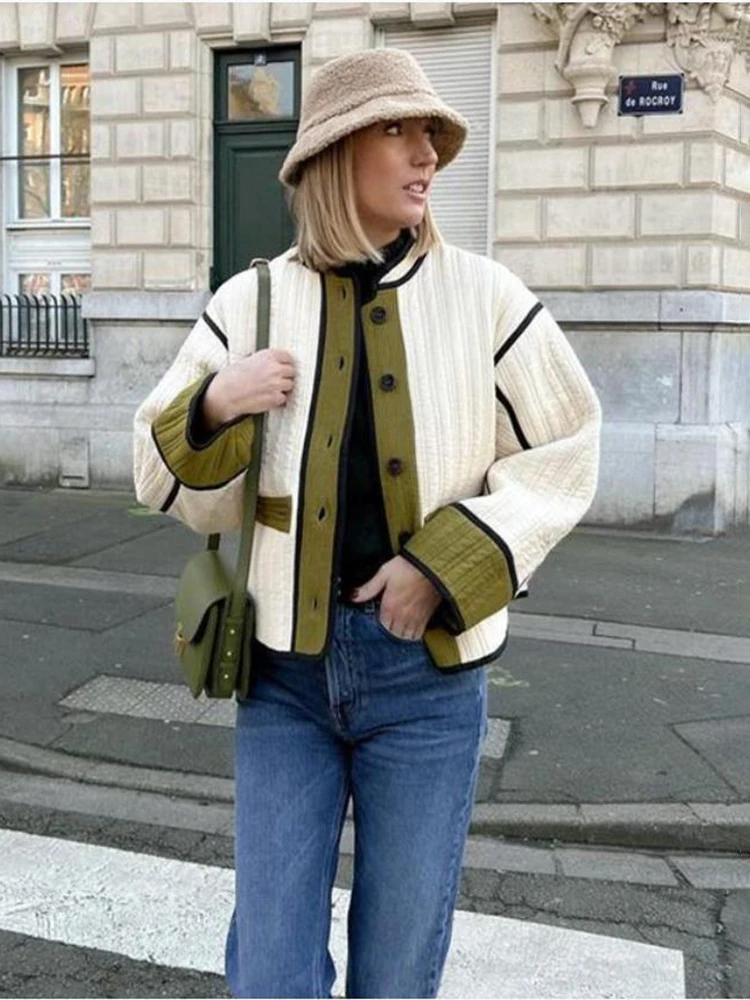 TARUXY Fashion Contrast Cotton - Women'S Fashion Quilted Jacket recension och pris