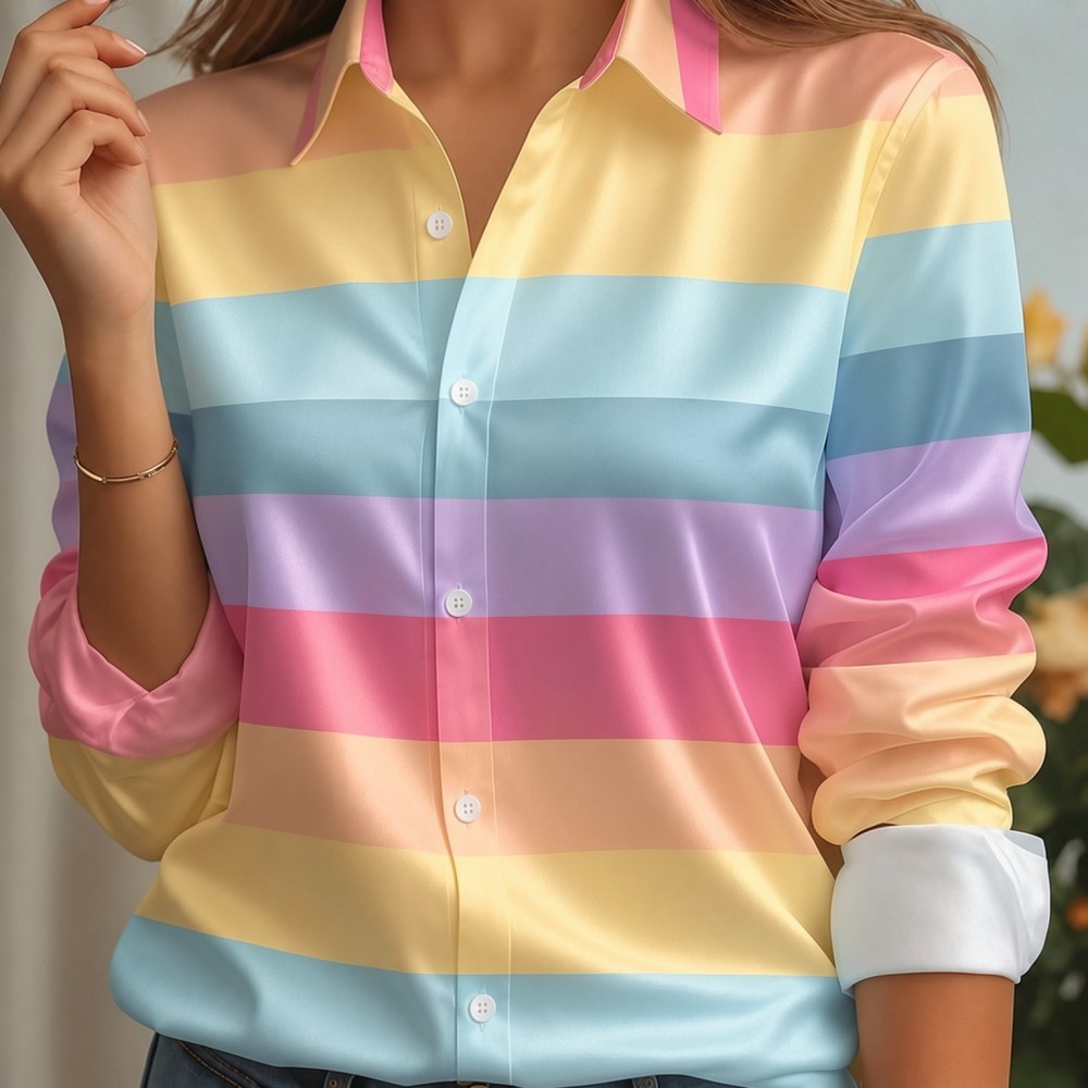 Women Satin Lapel Collar Shirt - Women'S Fashion Essentials recension och pris