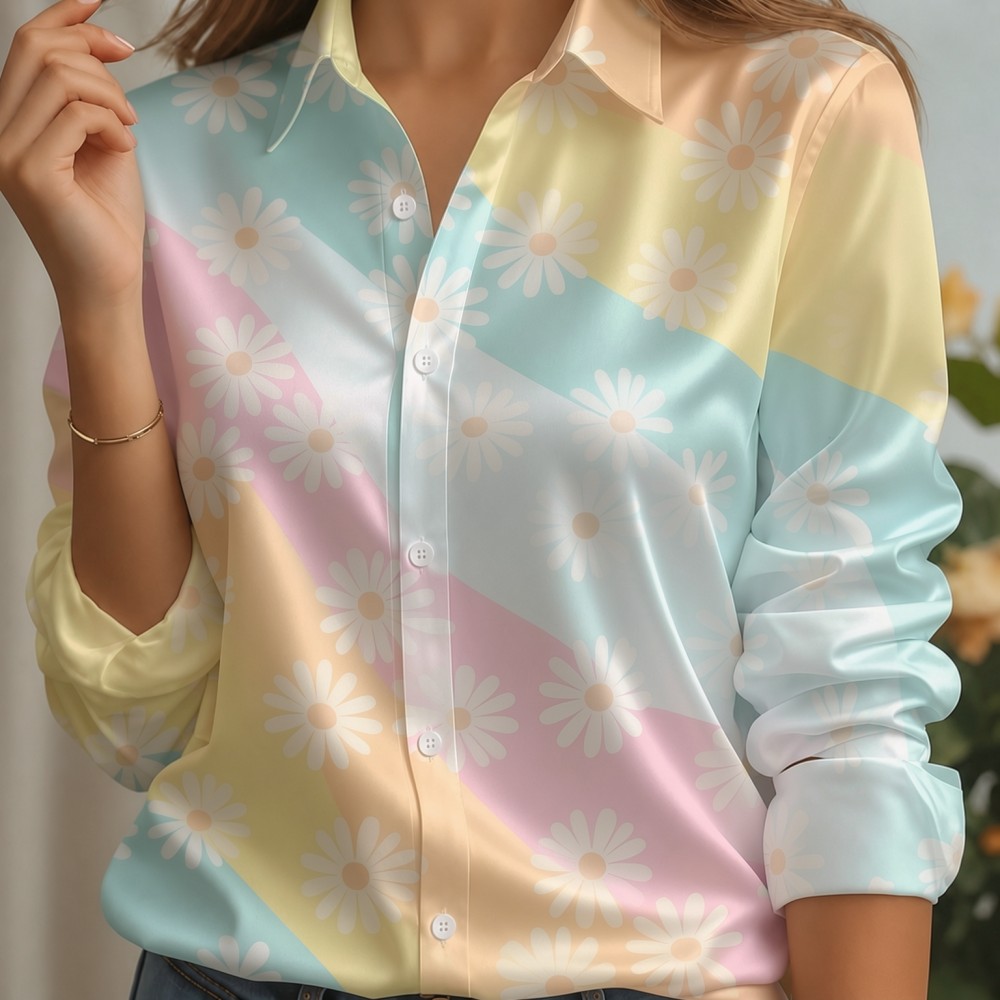 Women Satin Lapel Collar Shirt - Women'S Fashion Essentials recension och pris