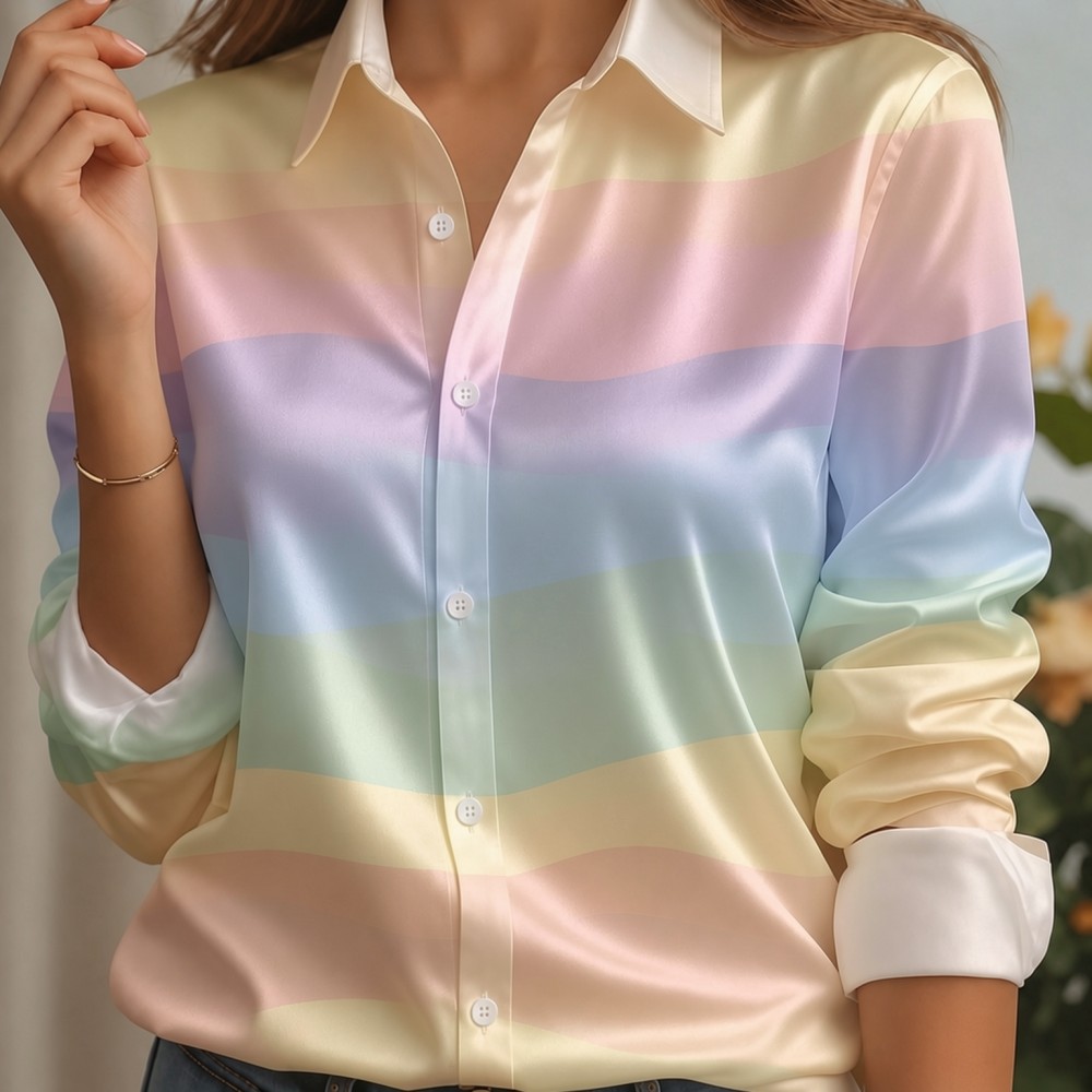 Women Satin Lapel Collar Shirt - Women'S Fashion Essentials recension och pris
