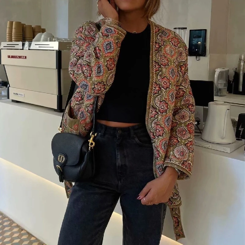 New Fashion Women Ethnic Flora - Women'S Fashion Quilted Jacket recension och pris