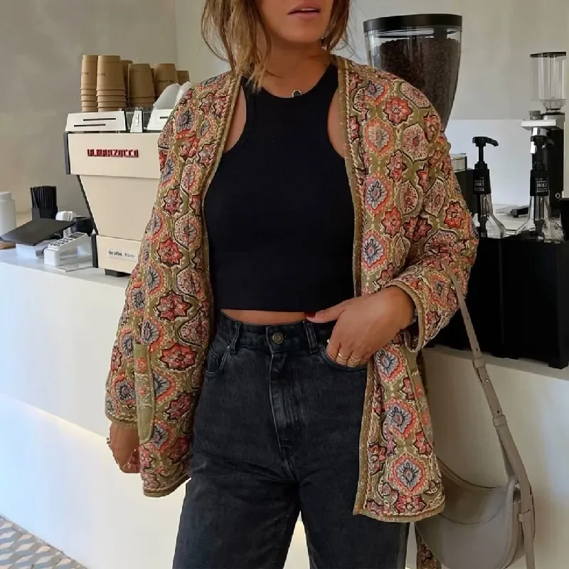 New Fashion Women Ethnic Flora - Women'S Fashion Quilted Jacket recension och pris