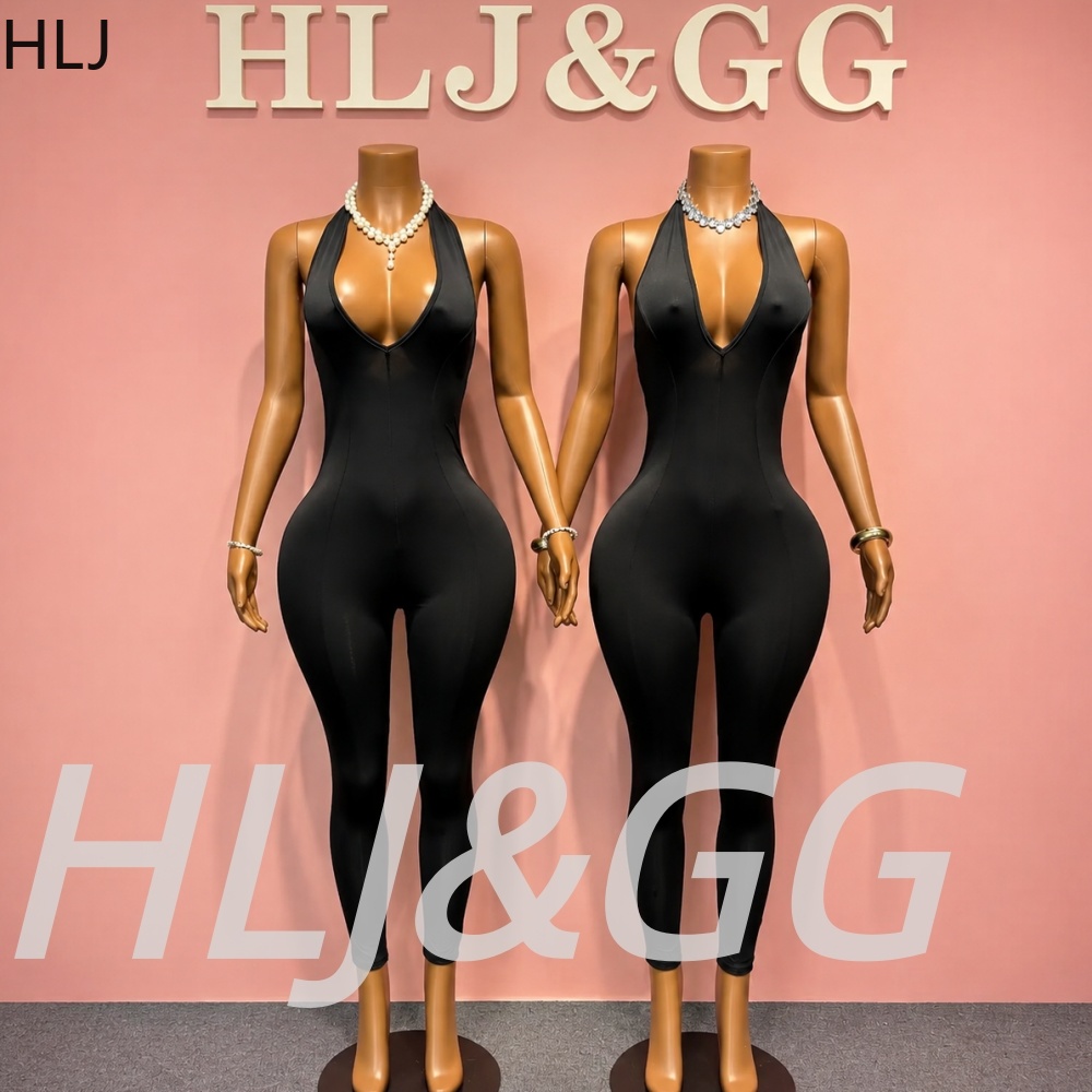 HLJ Black Sexy Deep V Halter B - Women'S Fashion Overalls recension och pris