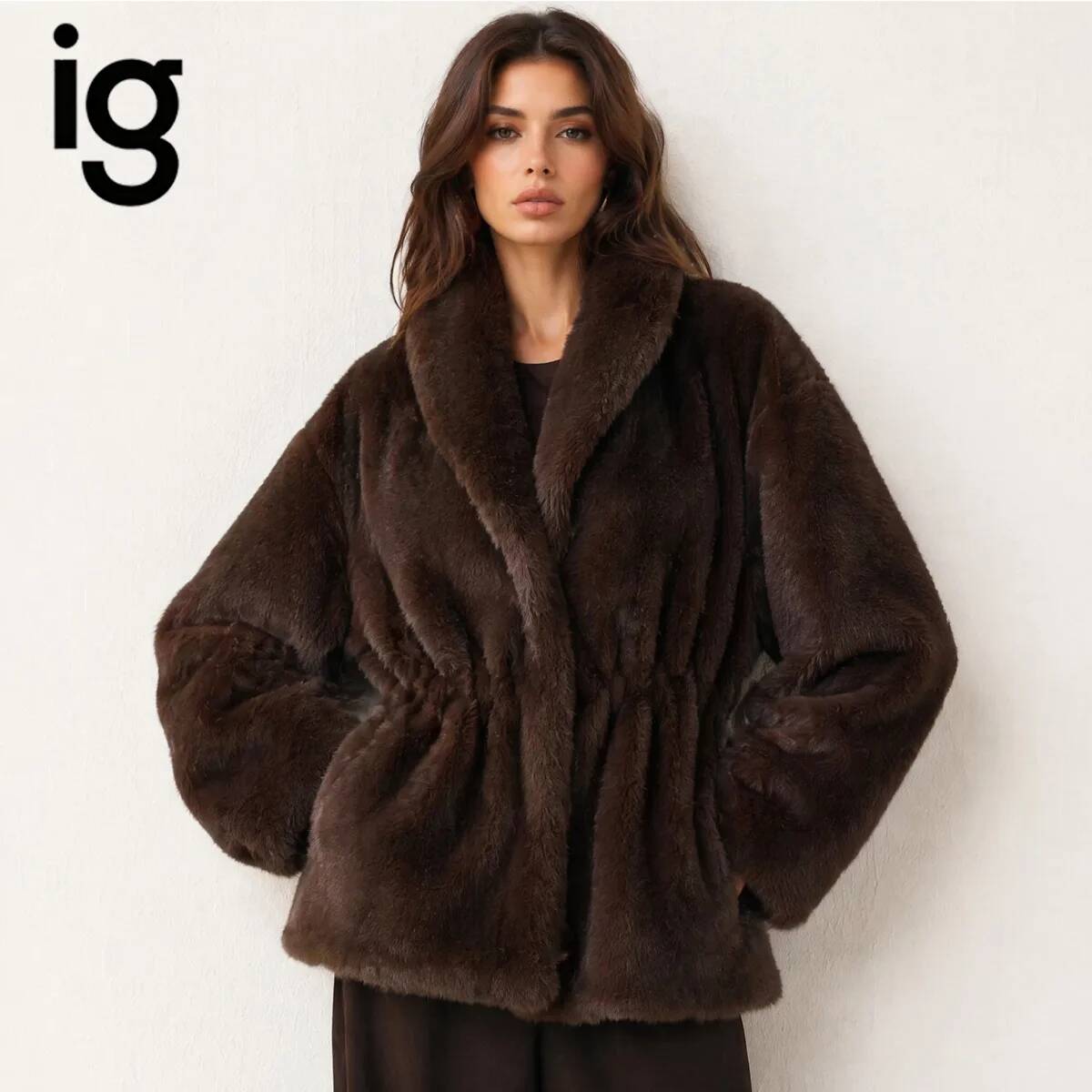 IG Women Dark Brown Faux Mink  - Women'S Fashion Quilted Jacket recension och pris