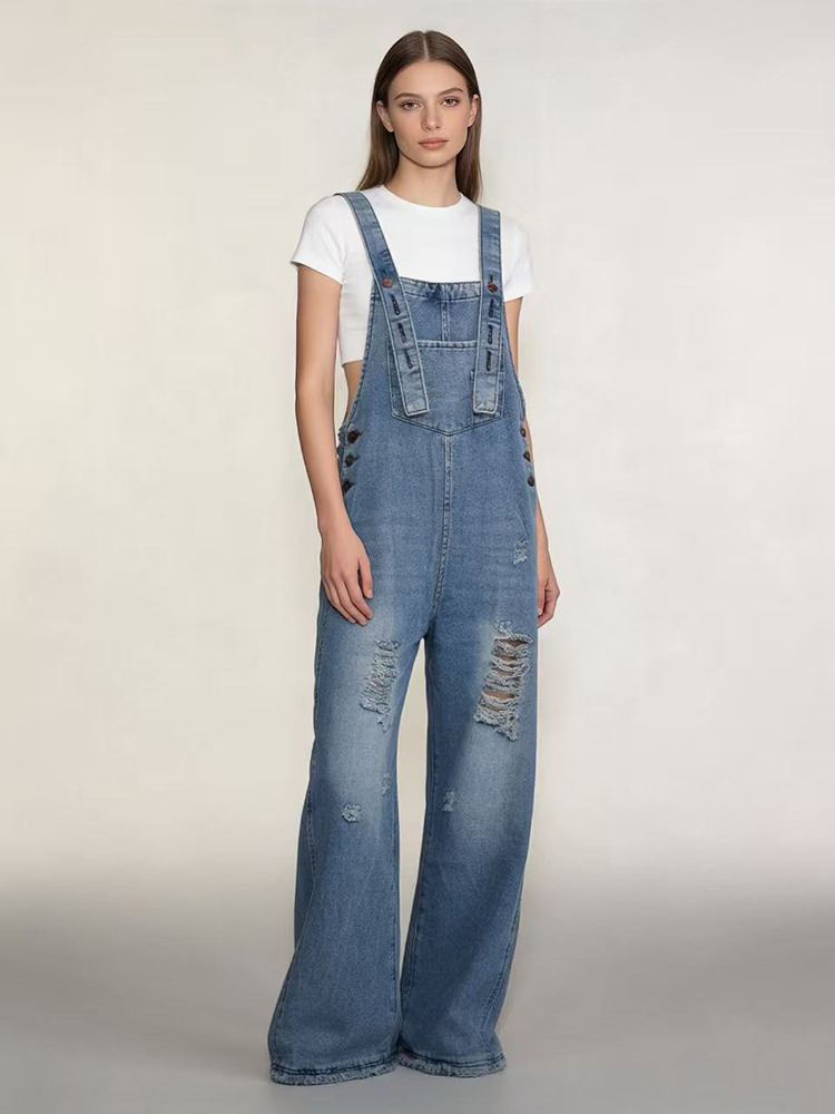Fashion Retro Ripped Hole Deni - Women'S Fashion Overalls recension och pris