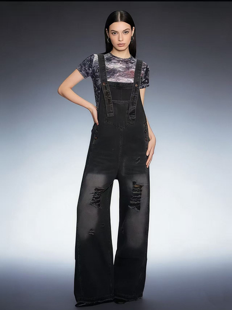 Fashion Retro Ripped Hole Deni - Women'S Fashion Overalls recension och pris