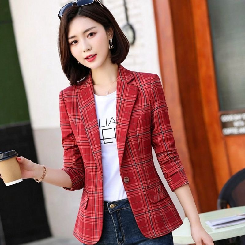 Temperament Plaid Suit Jacket  - Blazer Women Oversized recension och pris