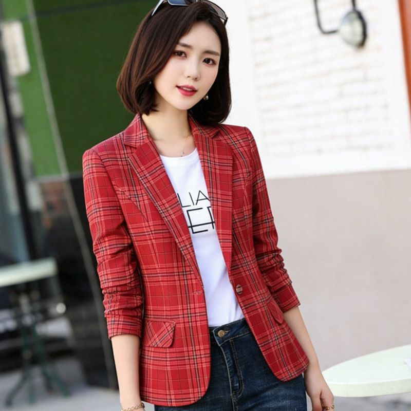 Temperament Plaid Suit Jacket  - Blazer Women Oversized recension och pris