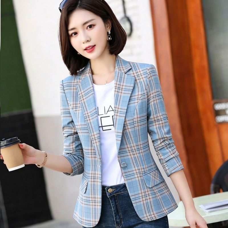 Temperament Plaid Suit Jacket  - Blazer Women Oversized recension och pris
