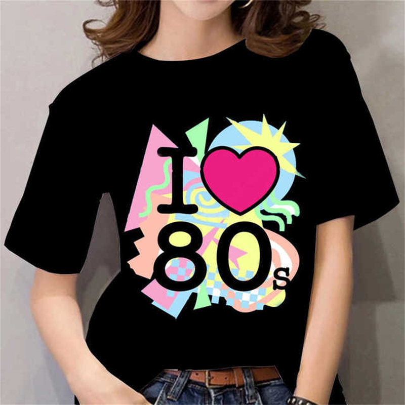 80s Womens T Shirt Femal Black - Women Fashion 80S recension och pris
