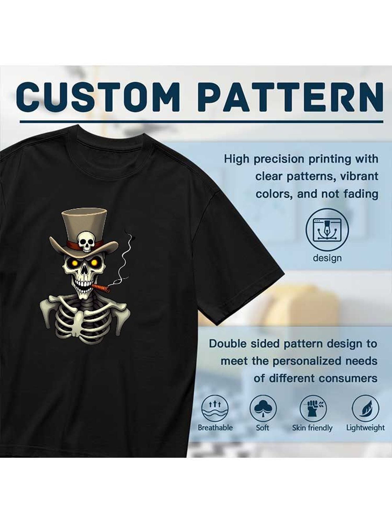 Skull Top Hat Graphic T Shirt  - Women Fashion Hats recension och pris