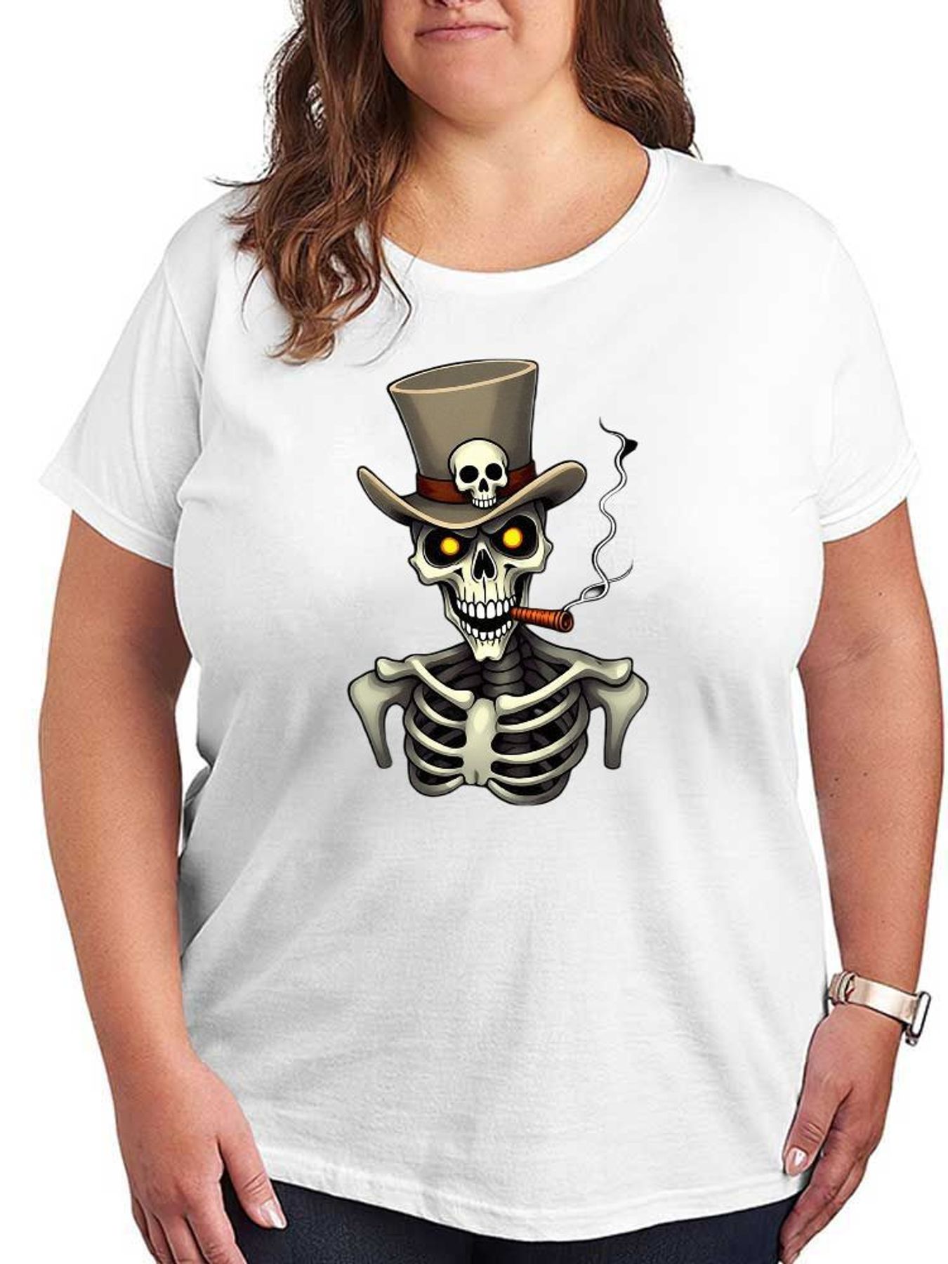 Skull Top Hat Graphic T Shirt  - Women Fashion Hats recension och pris