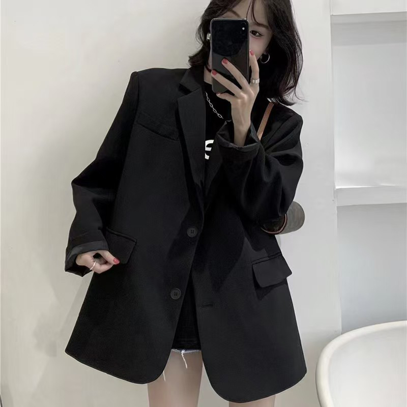 Korean Single Breasted Black S - Blazer Women Oversized recension och pris