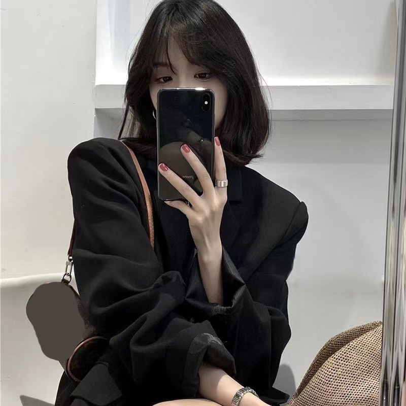 Korean Single Breasted Black S - Blazer Women Oversized recension och pris